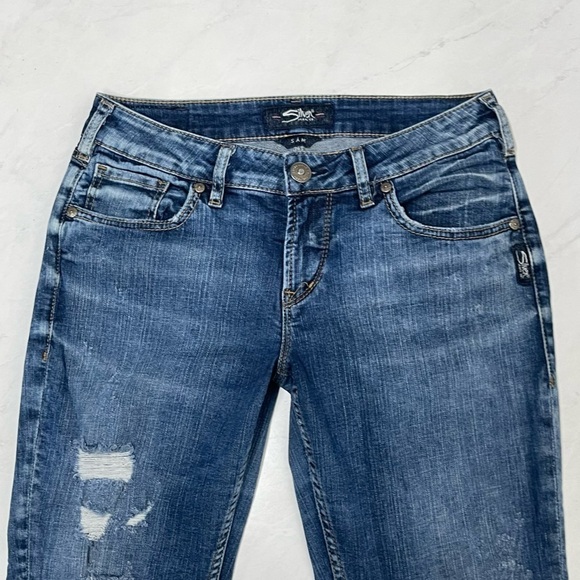Silver Jeans Sam Distressed Straight Leg Jeans Size 27 - Picture 3 of 8